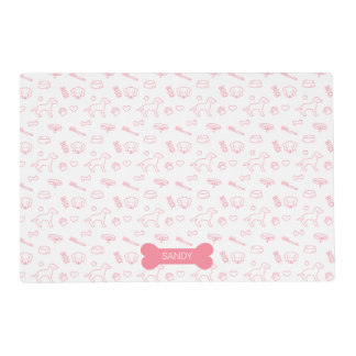 Pink Pattern Of Cute Dog Things &amp; Custom Name Placemat