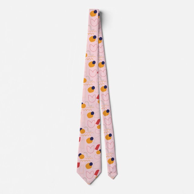 pink pattern shapes neck tie (Front)