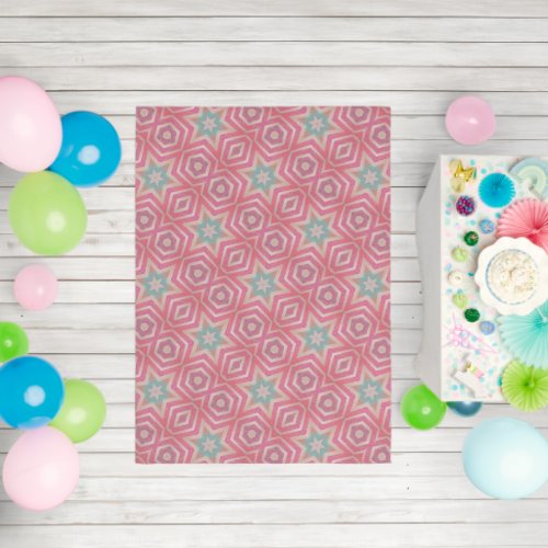Pink Pattern with Aqua Stars Fun Occasion Outdoor Rug