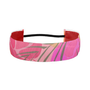 Pink pattern with flowers and plants athletic headband
