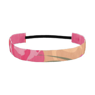 Pink pattern with flowers and plants athletic headband