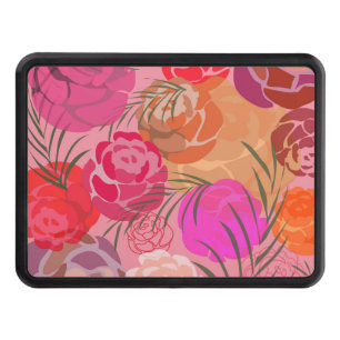 Pink pattern with flowers and plants hitch cover