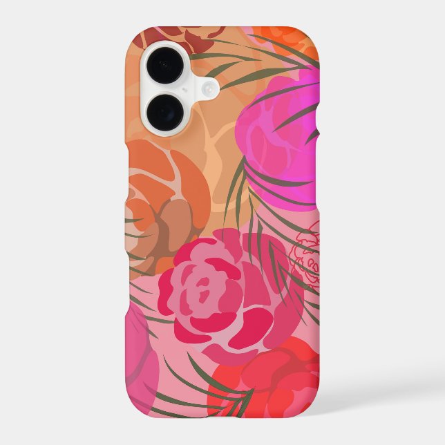 Pink pattern with flowers and plants iphone case (Back)