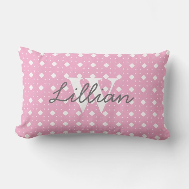 Pink Patterned Baby Girl Personalized Pillow (Front)
