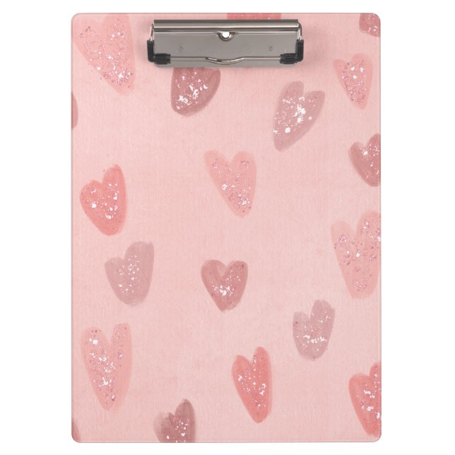 Pink Patterned Cute Hearts Clipboard (Front)