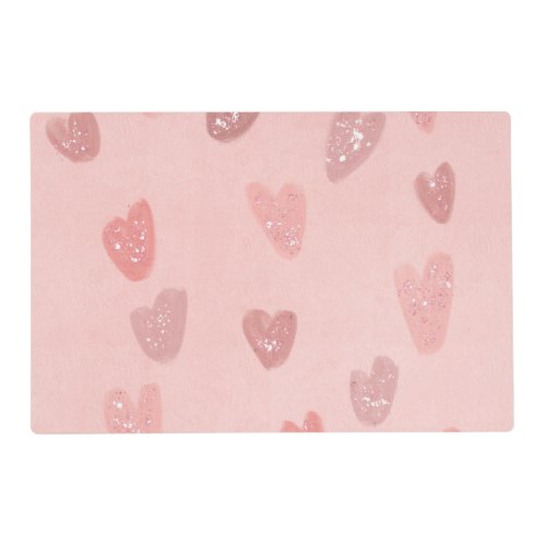 Pink Patterned Cute Hearts  Placemat