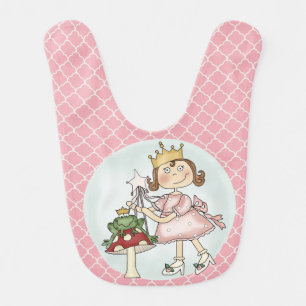 Pink Patterned Frog Princess Bib