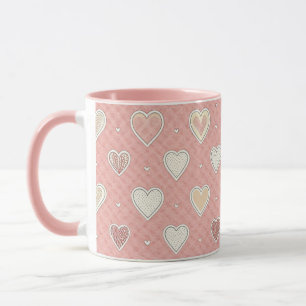 Pink Patterned Hearts Valentines Day Mug