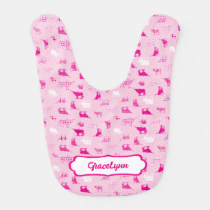 Pink Patterned Longhorns Pattern Baby Bib