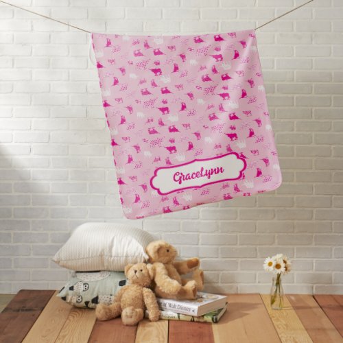 Pink Patterned Longhorns Pattern Baby Blanket