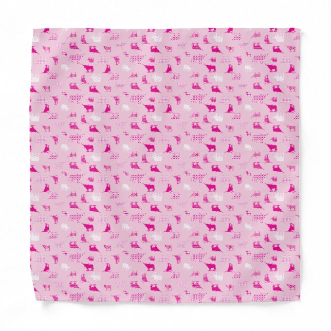 Pink Patterned Longhorns Pattern Bandana (Front)