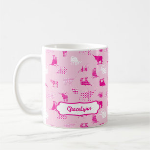 Pink Patterned Longhorns Pattern Coffee Mug