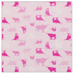 Pink Patterned Longhorns Pattern Fabric