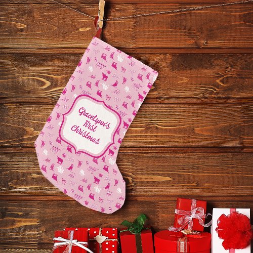 Pink Patterned Longhorns Pattern Small Christmas Stocking