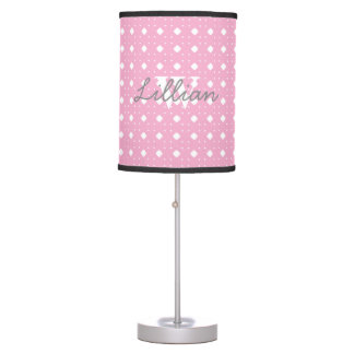 Pink Patterned Personalized Baby Girl Lamp