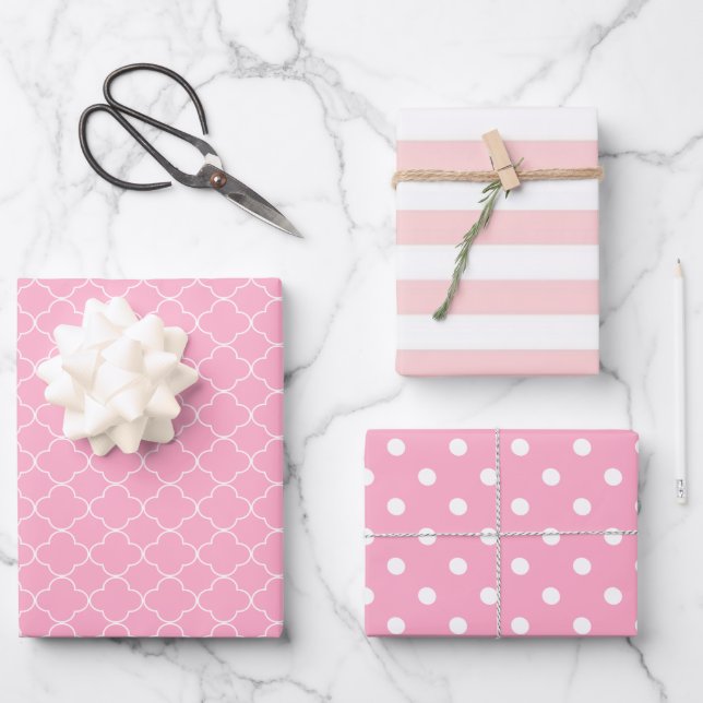 Pink Patterned Wrapping Paper Sheets (Front)