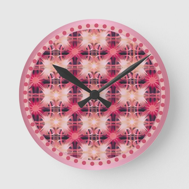 Pink Patterns of Light  Round Clock (Front)