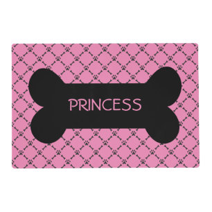 Pink Paw & Bone Design Personalized Pet Placemat
