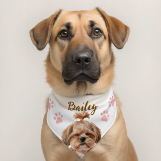 Pink Paw Cute Dog Name Pet Bandana Collar