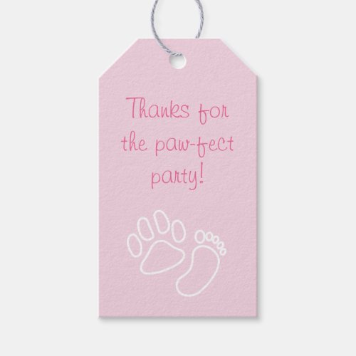 Pink Paw Print  Baby Foot Dog Baby Shower Gift Tags