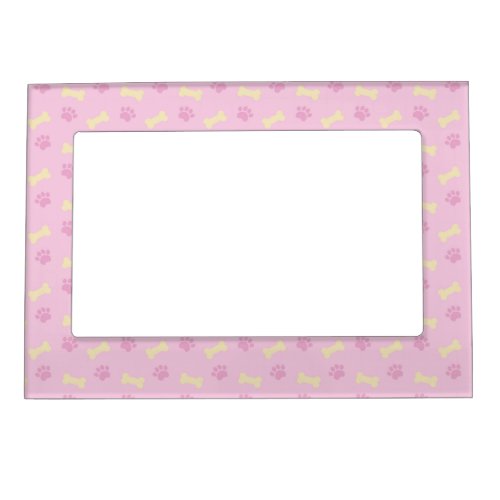 Pink Paw Print Bone Pattern Magnetic Photo Frame