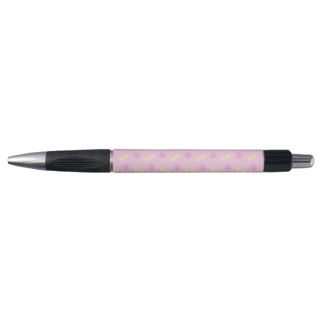 Pink Paw Print Bone Pattern Pen (Front)
