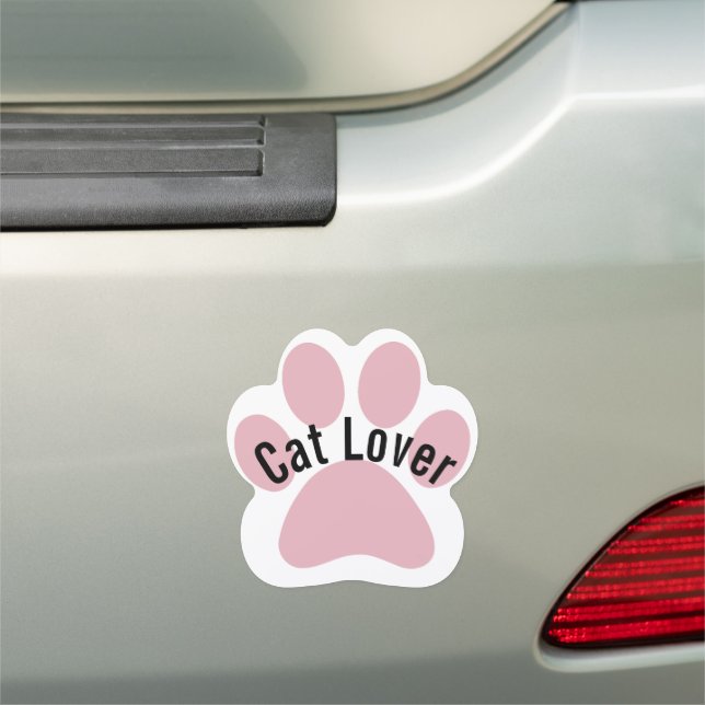 Pink Paw Print Cat Lover Car Magnet (In Situ)