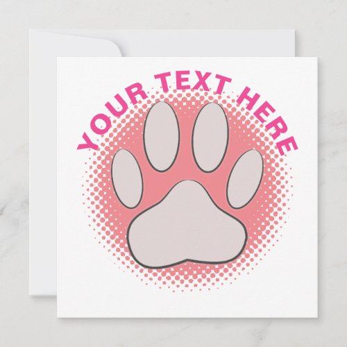 Pink Paw Print Custom Text Classic Round Sticker Invitation
