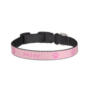 Pink Paw print Dog Collar