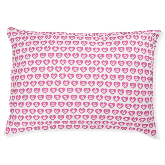 Pink Paw Print Heart Dog Bed (Front)