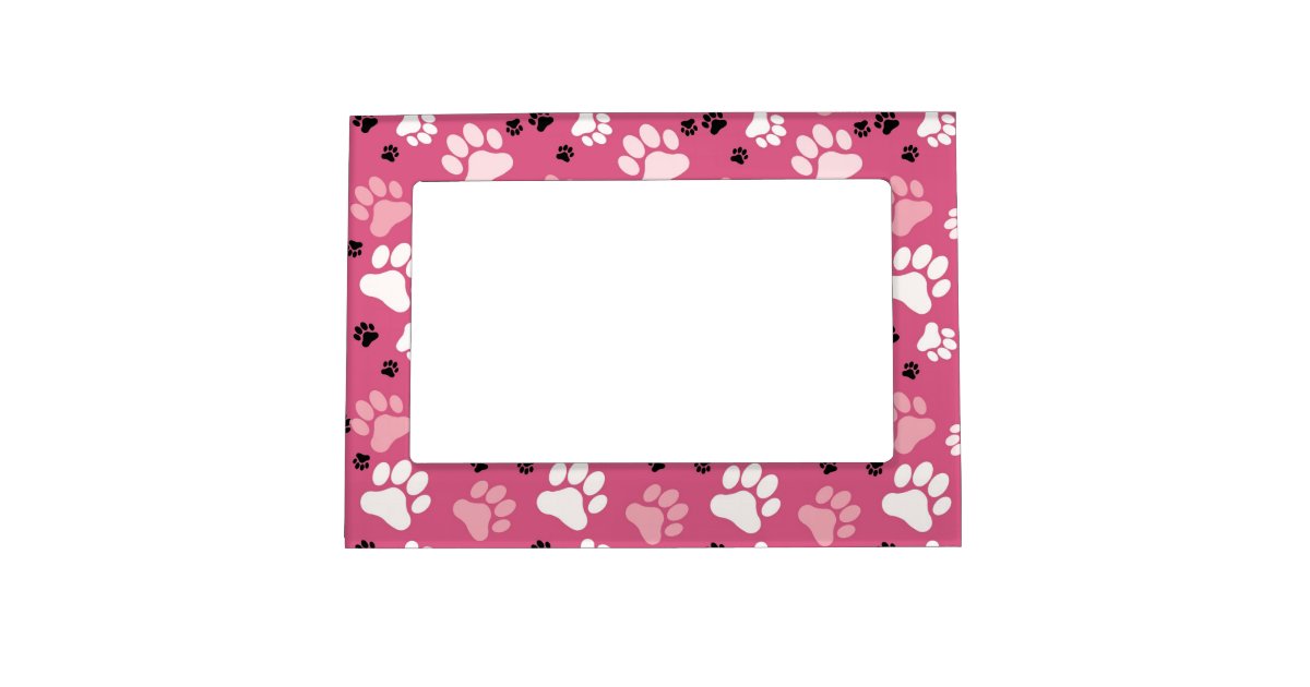 Pink Paw Print Magnetic Picture Frame | Zazzle