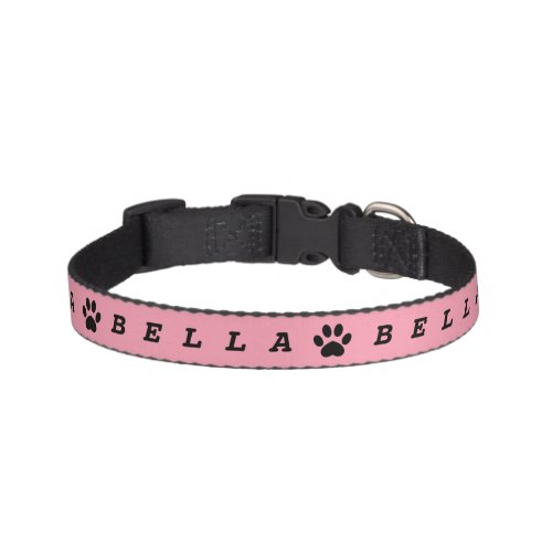 Pink Paw Print Name Pet Collar