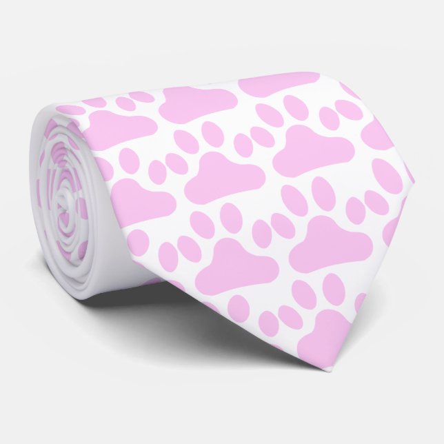 Pink Paw Print Neck Tie (Rolled)
