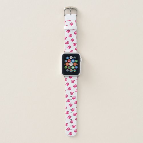 Pink Paw Print Pattern Apple Watch Band