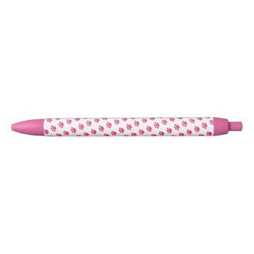 Pink Paw Print Pattern Black Ink Pen