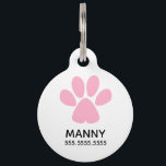 Pink Paw Print, Personalized Pet Details & QR Code Pet ID Tag<br><div class="desc">Pink Paw Print,  Personalized Pet Details & QR Code Pet Tag by The Business Card Store.</div>