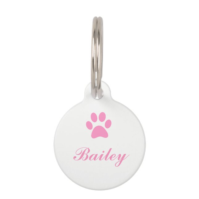 Pink Paw Print Pet Tag (Front)