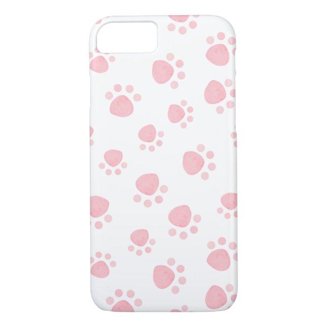 Pink Paw Print Phone Case (Back)