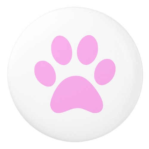 Pink Paw Print _ puppy dog cat or other animal Ceramic Knob