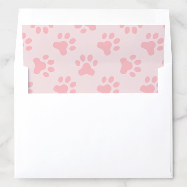 Pink Paw Print Puppy party envelope liner (In Envelope)