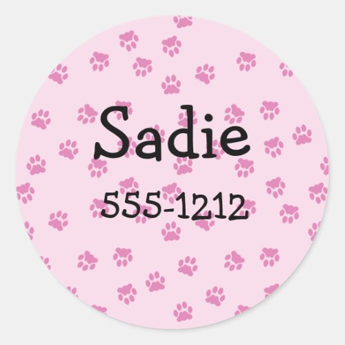 Pink Paw Print Stickers  LABL 019