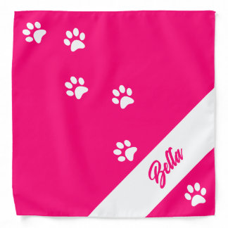 Pink paw print with Dog's name Bandana