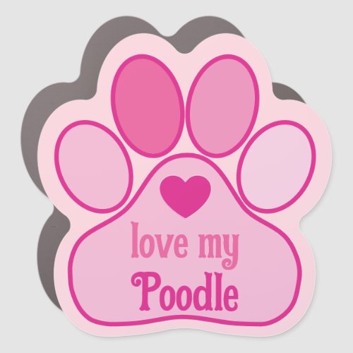 Pink Paw Print with Heart Personalized Dog Car Magnet