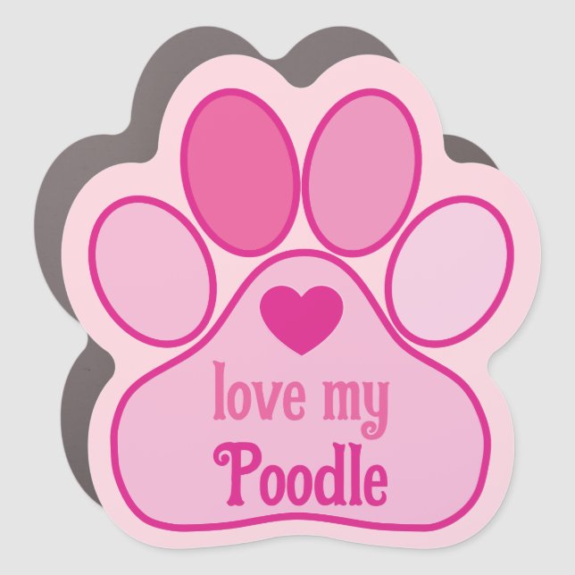 Pink Paw Print with Heart Personalized Dog Car Magnet (Front)