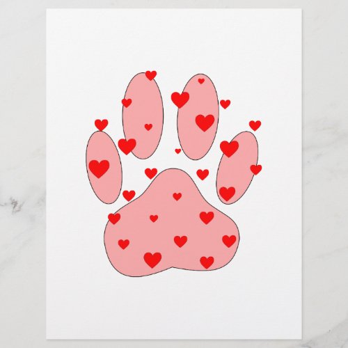 Pink Paw Print With Hearts