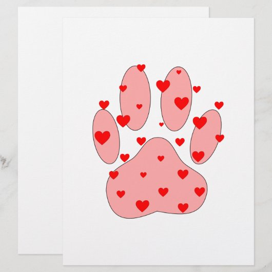 Pink Paw Print With Hearts (Front/Back)
