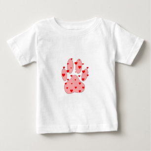 Pink Paw Print With Hearts Baby T-Shirt