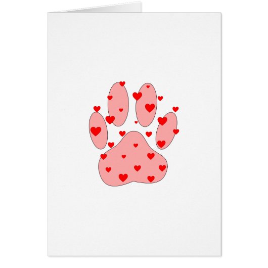 Pink Paw Print With Hearts Cards (Front)