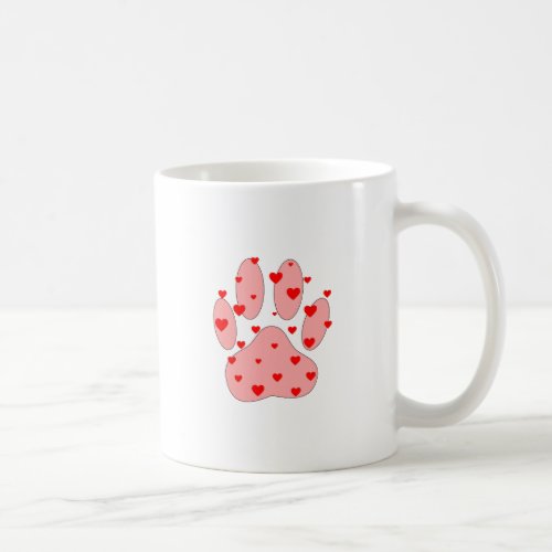 Pink Paw Print With Hearts Coffee Mug