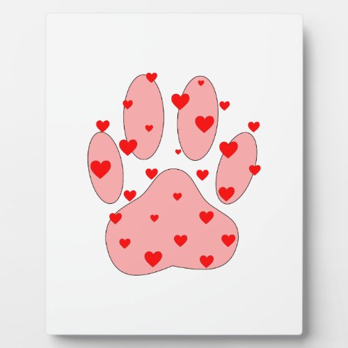 Pink Paw Print With Hearts Plaque